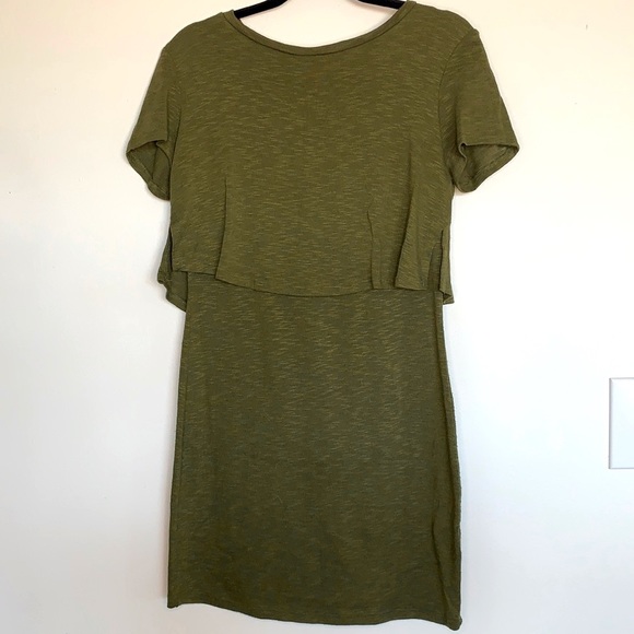 Dresses & Skirts - Olive green fly away back mini dress size medium